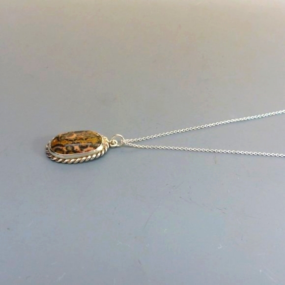 Leopard Jasper and Sterling Silver Pendant - Picture 4 of 6